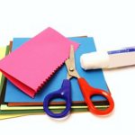 Colored paper, scissors and glue