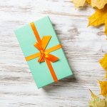 gift with orange ribbon