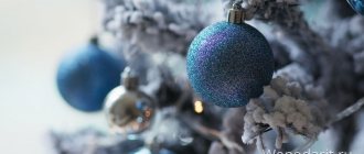 синие шарики на новогодней елке